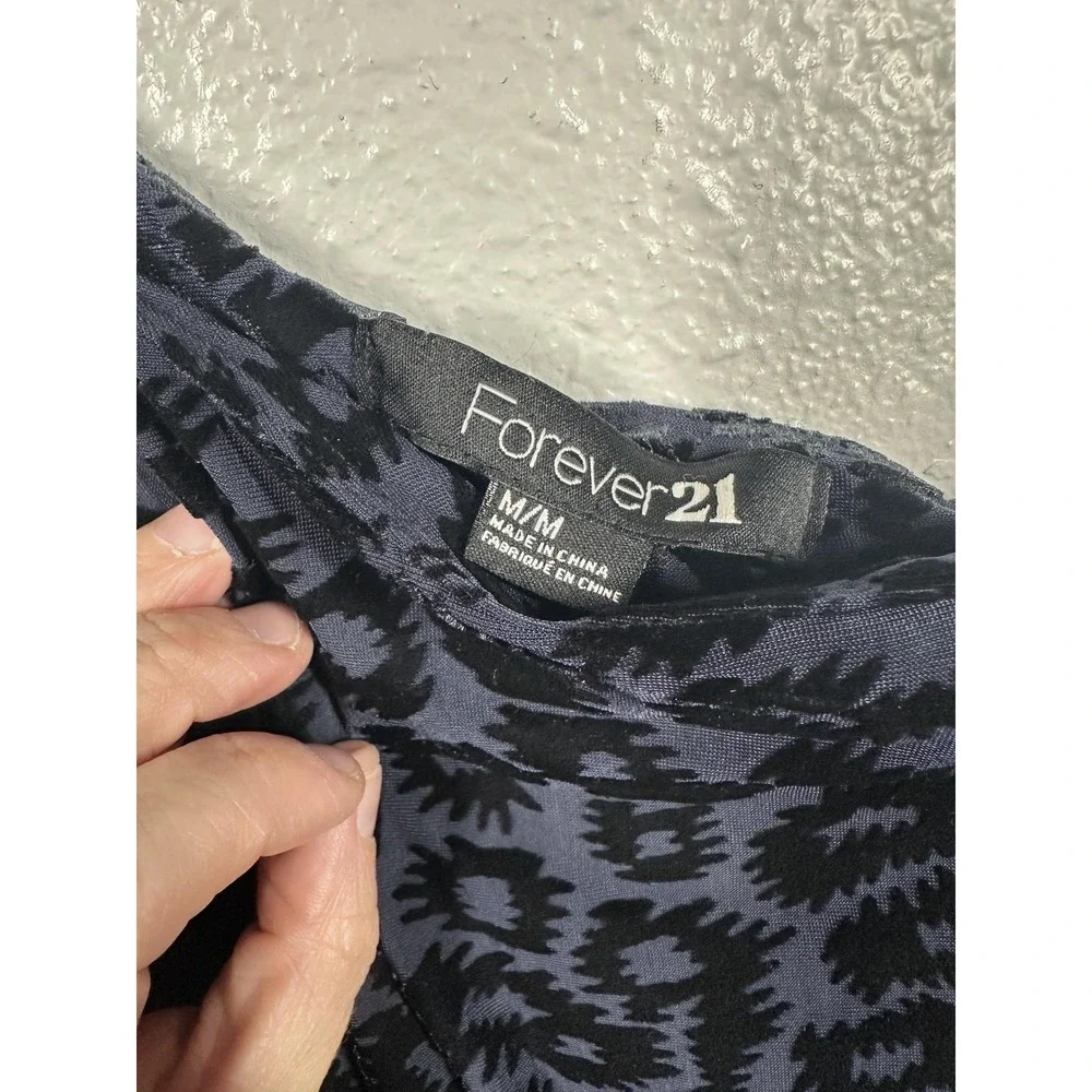 Forever 21 Dress Womens Medium Black Blue One Shoulder Velvet Bodycon Cocktail‎